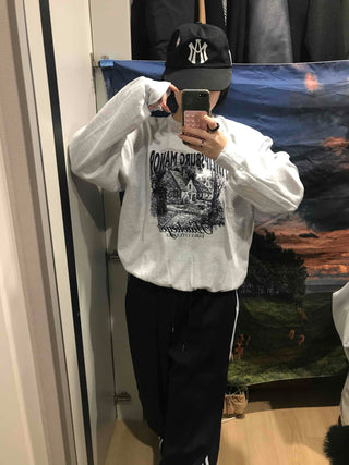 Vintage Graphic Print Oversized Sweatshirt