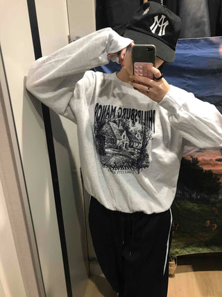 Vintage Graphic Print Oversized Sweatshirt
