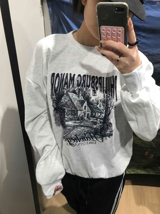Vintage Graphic Print Oversized Sweatshirt