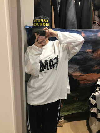 Street Lettering Oversized Round Neck Long Sleeve T-shirt