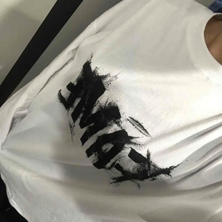 Street Lettering Oversized Round Neck Long Sleeve T-shirt
