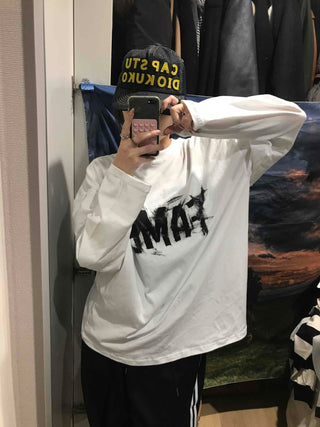 Street Lettering Oversized Round Neck Long Sleeve T-shirt