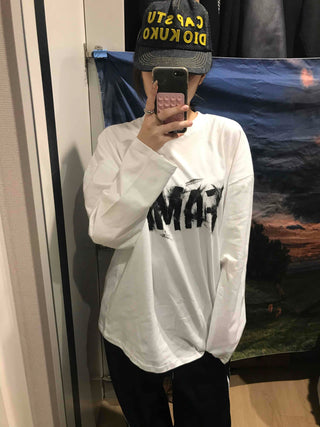 Street Lettering Oversized Round Neck Long Sleeve T-shirt