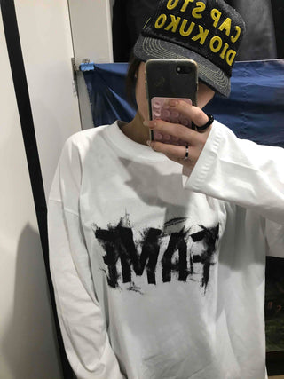 Street Lettering Oversized Round Neck Long Sleeve T-shirt
