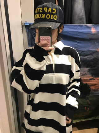 Big Stripe Oversized Collared T-shirt