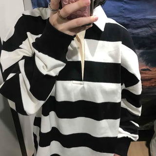 Big Stripe Oversized Collared T-shirt