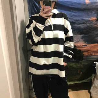 Big Stripe Oversized Collared T-shirt