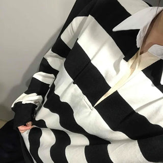 Big Stripe Oversized Collared T-shirt