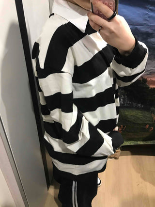Big Stripe Oversized Collared T-shirt