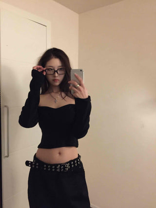 Chic Modern Off-Shoulder Slim Turtleneck Knit