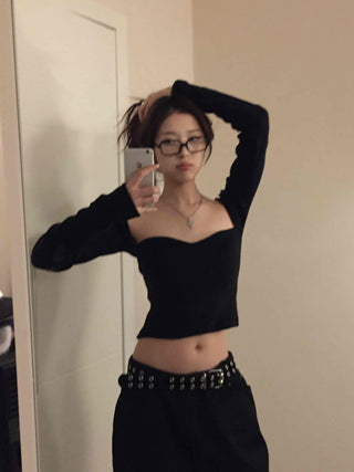 Chic Modern Off-Shoulder Slim Turtleneck Knit