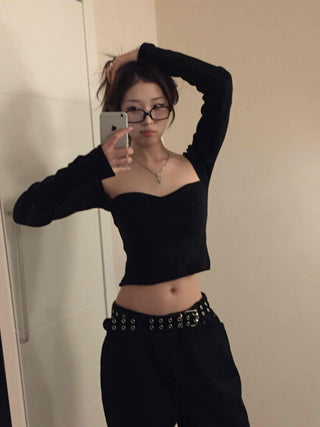 Chic Modern Off-Shoulder Slim Turtleneck Knit