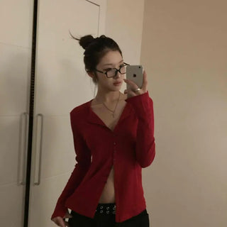 Cozy Flare Fit Gold Button Pumpkin Knit Cardigan