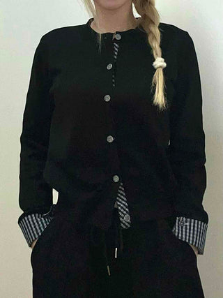 Basic Slim Fit Jewel Button V-Neck Cardigan