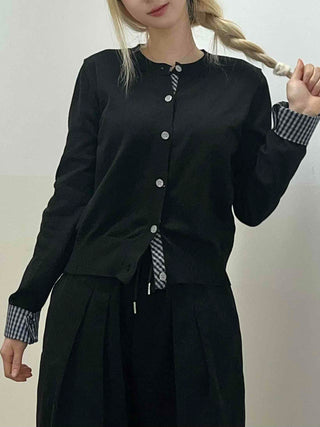 Basic Slim Fit Jewel Button V-Neck Cardigan