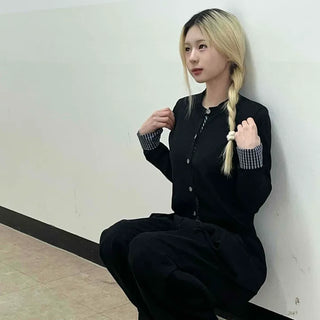 Basic Slim Fit Jewel Button V-Neck Cardigan