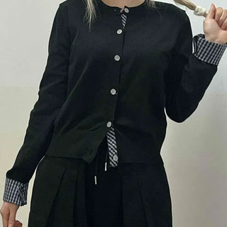 Basic Slim Fit Jewel Button V-Neck Cardigan