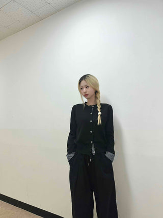 Basic Slim Fit Jewel Button V-Neck Cardigan