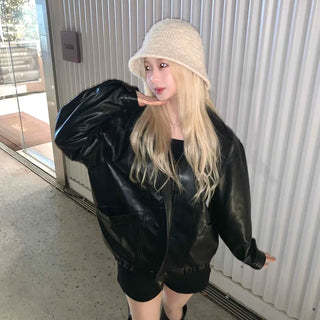 Glossy Balloon Sleeve Zip-up MA-1 Jumper