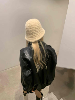 Glossy Balloon Sleeve Zip-up MA-1 Jumper