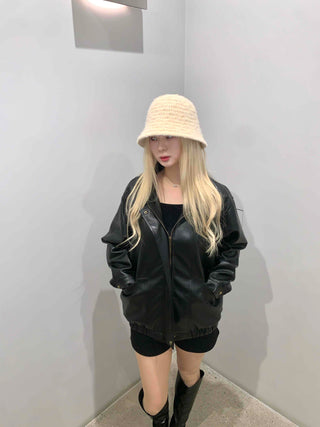 Glossy Balloon Sleeve Zip-up MA-1 Jumper