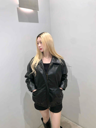 Glossy Balloon Sleeve Zip-up MA-1 Jumper