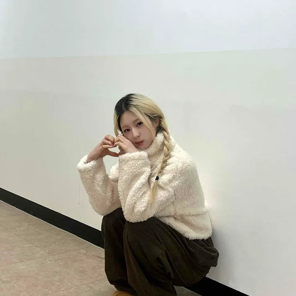 Soft Mood Turn-up Elastic Waist Slacks Long Pants