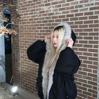 Eco Fur Strap Belt Midi Long Padded Jacket