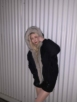 Eco Fur Strap Belt Midi Long Padded Jacket