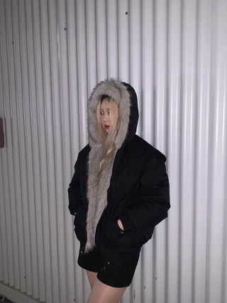 Eco Fur Strap Belt Midi Long Padded Jacket