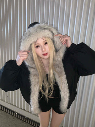 Eco Fur Strap Belt Midi Long Padded Jacket