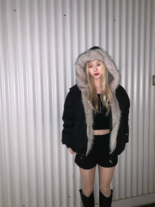 Eco Fur Strap Belt Midi Long Padded Jacket