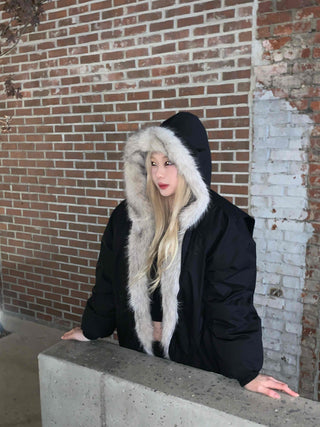 Eco Fur Strap Belt Midi Long Padded Jacket