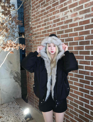 Eco Fur Strap Belt Midi Long Padded Jacket