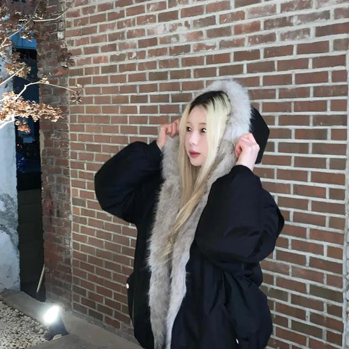Eco Fur Strap Belt Midi Long Padded Jacket