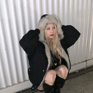 Eco Fur Strap Belt Midi Long Padded Jacket