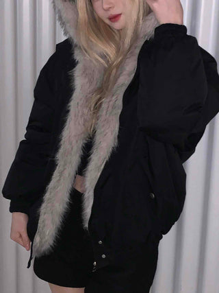 Eco Fur Strap Belt Midi Long Padded Jacket
