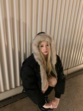 Eco Fur Strap Belt Midi Long Padded Jacket