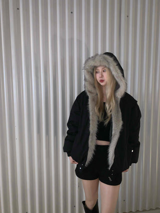 Eco Fur Strap Belt Midi Long Padded Jacket