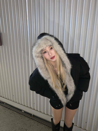 Eco Fur Strap Belt Midi Long Padded Jacket