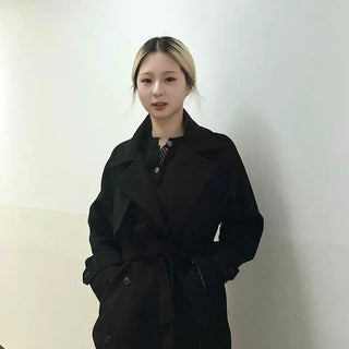 Classic Double Button Belted Trench Coat