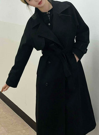 Classic Double Button Belted Trench Coat