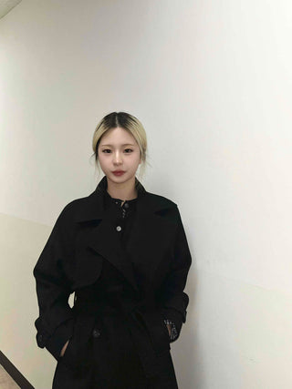 Classic Double Button Belted Trench Coat