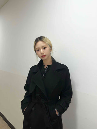 Classic Double Button Belted Trench Coat