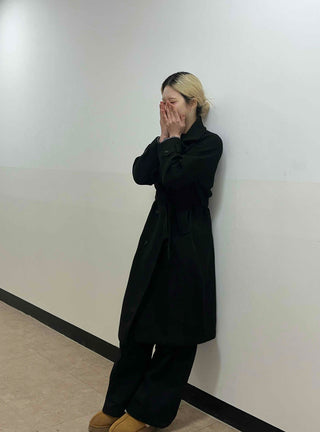 Classic Double Button Belted Trench Coat