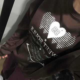 Lettering Heart Print Oversized Sweatshirt