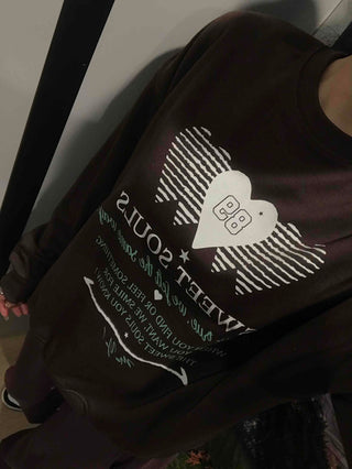 Lettering Heart Print Oversized Sweatshirt