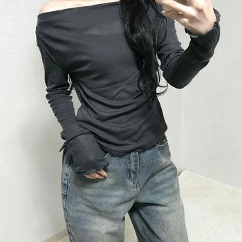 Sexy Off-Shoulder Slim Fit Long Sleeve T-Shirt