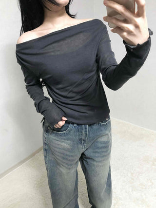 Sexy Off-Shoulder Slim Fit Long Sleeve T-Shirt