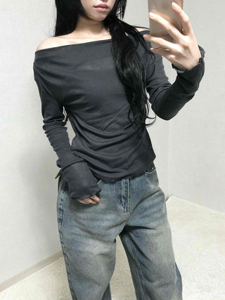 Sexy Off-Shoulder Slim Fit Long Sleeve T-Shirt